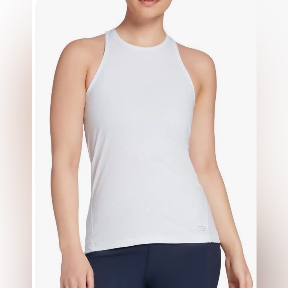 Calia Keyhole Back Tank in Texture Stamp Blue size XS